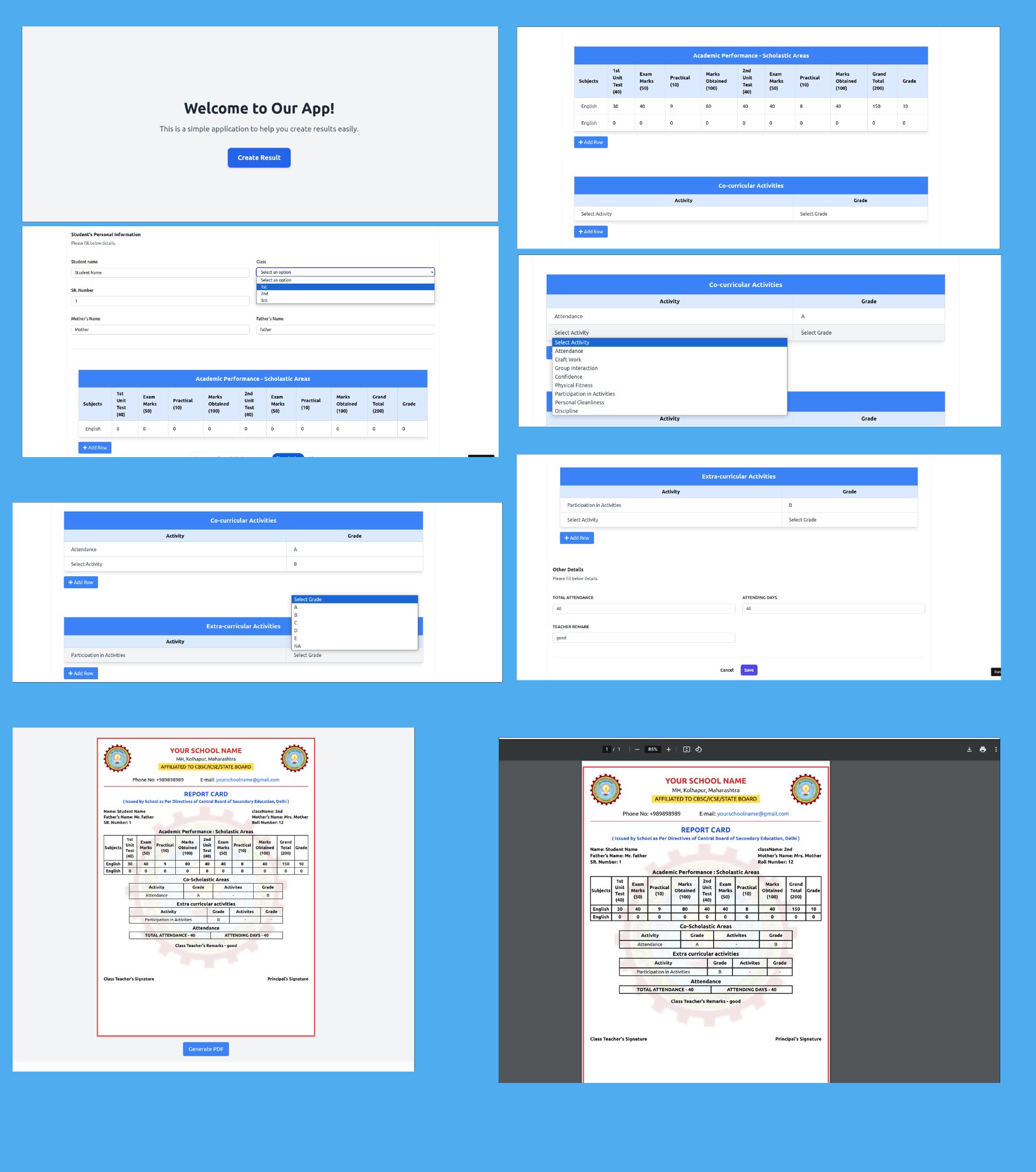 School Report Card Generator